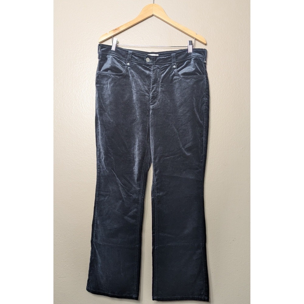 Pilcro Anthropologie Velvet Pants‎ Womens 32T Black High Rise Wide Leg Velour